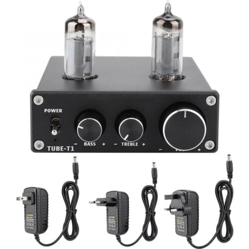 TUBE-1 Mini Bile Audio Pre-amp Tube Amplifier Buffer HIFI Audio Preamplifier Treble Bass Adjustment Preamp With DC12V Power