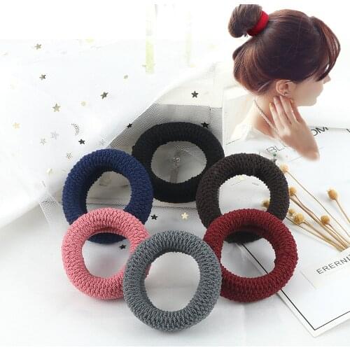 6Pcs/Lot Solid Color Basic Rubber Bands Simple High Elastic Hairband Girls Headwear Headband Fashion Women Gum Hair Accessories