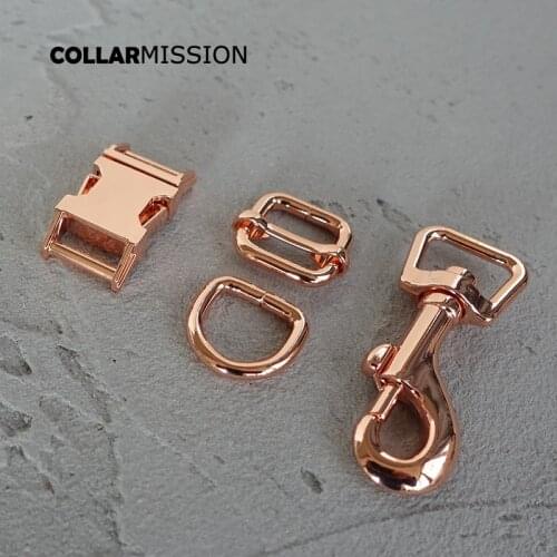 Metal buckle+adjust buckle+D ring+metal dog clasp/set) 15mm customized dog collar Bag Backpack Leathercraft durable diy parts