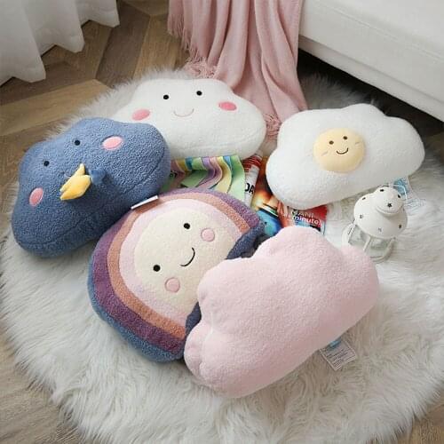 Kawaii Weather Pillow Plush Doll Soft Stuffed Doll Clouds Rainbow Lightning Cartoon Cute Kids Birthday Gift
