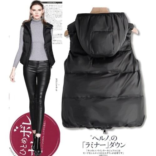 Fashion fluffy down vest coat female winter oversized warm Sleeveless Down Jacket Hooded down Parkas F2452