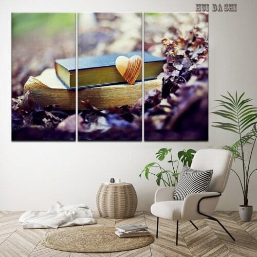 Modular Canvas Pictures Living Room Framework HD Home Decoration 3 Panel Book Love Printed Painting Wall Art Modern Poster