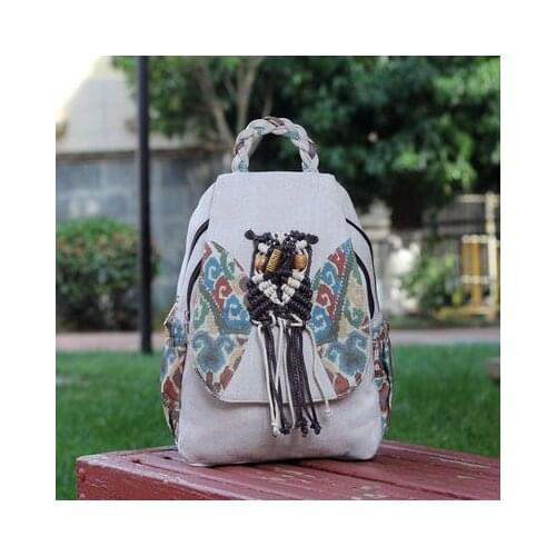 New coming string appliques national shopping backpacks women!Hot bohemian prints zipper&hasp backrack Versatile casual backruck