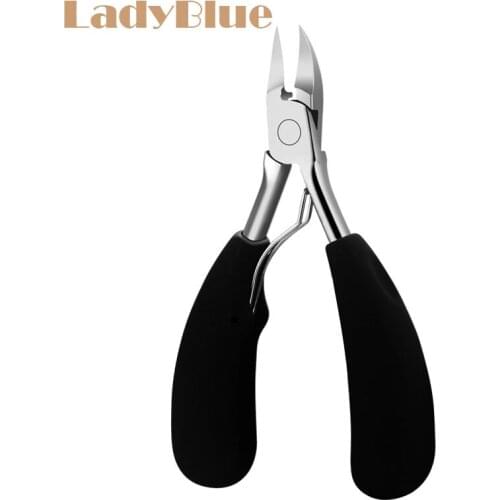 Black Cuticle Scissors Nail Clippers Double Spring Soft Grip Ingrown Toenail Paronychia Nippers Foot Care Tool