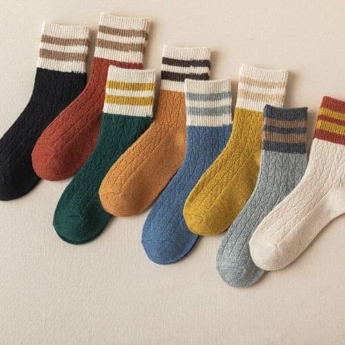 Autumn And Winter Thickening And Warm Womens Tube Socks Color Matching Fashion All-match Advanced Cotton Womens Socks