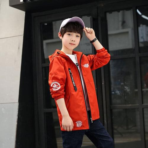 Boys Casual Cotton Jacket 2019 Autumn New Product Big Childrens Webbing Letter Shirt Boy Kids Long Trench Zipper Windproof Coat