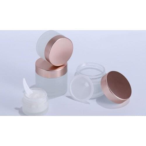 100pcs 5/10/15/20/30/50/60/100g Frosted Glass Bottle Rose Pink Lid Glass Jar Empty Bottle Cream Jar Cosmetic Packaging Container