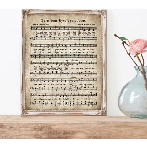 Antique Hymn Prints Turn Your Eyes Upon Jesus Vintage Sheet Music Poster Church Wall Art Picture Canvas Painting Home Decor