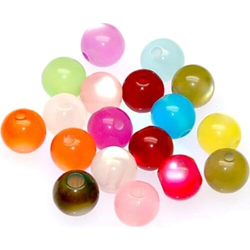 High quality resin cat eye bead 6mm imitation round cat eye beads random mixed color resin cat eye beads for jewelry supplies