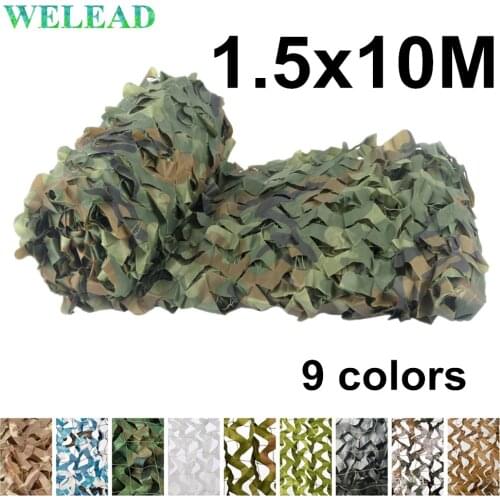 WELEAD 1.5x10 Reinforced Camouflage Net Military Concealment Mesh Hunting Camo Netting Shade Garden Awning Hide 1.5x10 1.5*10M