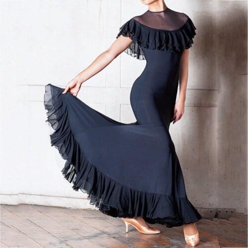 Good Quality Latin Dance Dresses For Ladies Black Colors Novel Design Skirts Wears Charming Women Modern Ballroom Clothing B014
