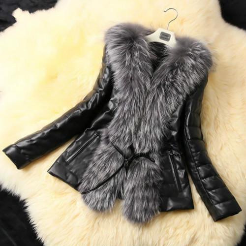 Fashion Special Offer Button Solid Color Design Female Fake Fox Fur Vest Leather Outerwear Womens Coat