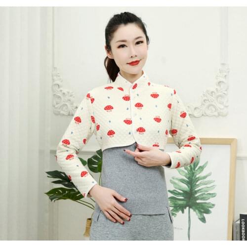 Spring Autumn Winter Women Soft Warm Cotton Quilted Bolero Coat Long Sleeve Mandarin Collar Thicken Thermal Shoulder Pad Jacket