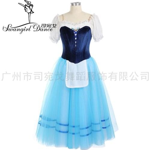 Giselle Ballet Long Tutu Dress Blue Professional romantic Giselle Ballet Tutu Costume Napoli Competition Ballet Dress LT0008