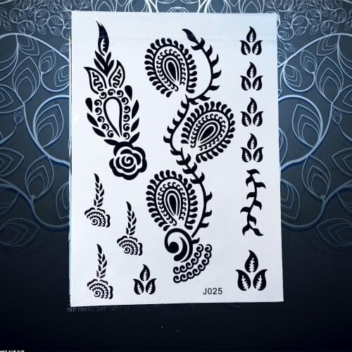 1PC Flash Metallic Tattoo Women Wedding Black Mehndi Henna PBJ25 Leaf Bracelet Flower Design Waterproof Temporary Tattoo Sticker