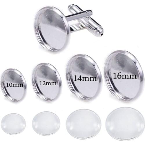 10Pcs Fit Round 8mm 10mm 12mm 14mm Cabochon Bezel Setting Tray Set Cufflink Blank Backs For DIY Findings