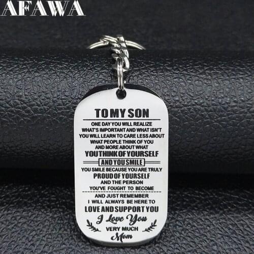 2021 Fashion Mom To My Son Stainless Steel Key Chains for Women Silver Color Pendant Key Jewelry llaveros mujer K852S01