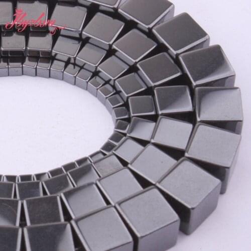 3,4,6,8,10mm Natural Square Smooth Hematite Stone Beads Spacer Strand 15" For DIY Necklace Bracelet Jewelry Making,Free Shipping