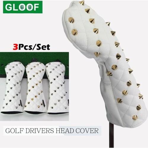 3Pcs/Set Rivet Golf Head Covers Wood Headcovers Protective Cover Fairway Club Accessories