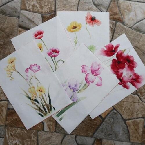 NEW 15*20cm mixed5pcs DIY patchwork handmade cloth dyeing cotton canvas watercolor flowers digital printing cloth decora SL100