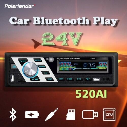 Car Radio 1 Din ISO Interface Multimedia Autoradio 520AI TF card / U disk FM 24V MP3 Player Stereo Bluetooth 4.2 AUX Hands-free