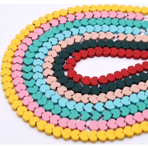 New 14 Color 6mm Hematite Natural Stone Beads Love Heart Shape Charm Hematite Beads For Jewelry Making Mineral Stone wholesale