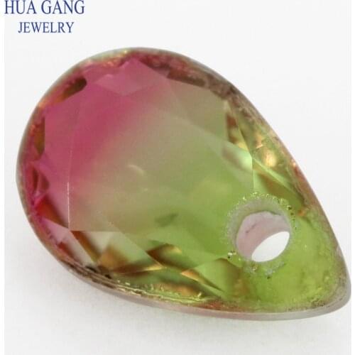 One Hole Pear Shape Watermelon Tourmaline Stone Synthetic Glass Loose beads Size 4x6mm-13x18mm For Jewelry Making Free Shipping