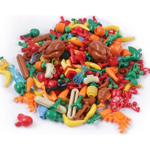 City Friends Accessories Parts Building Block Fruit Bread Fish Food Banana Cherry for Legoe City Blocks Bricks Toys for Children