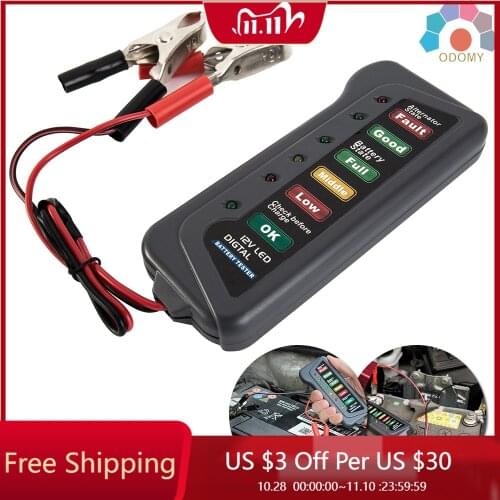 6 LED Lights Display Auto Car Diagnostic Tool Mini 12V Car Battery Tester Car Battery Alternator for Cars Vehicle Motorcycle