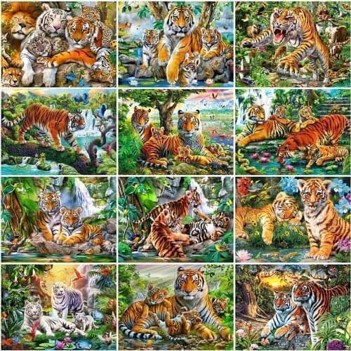 Evershine Diamond Painting Tiger 5D Cross Stitch Kit Animal Diamond Embroidery Full Square Round Drill Mosaic Sale Holiday Gifts