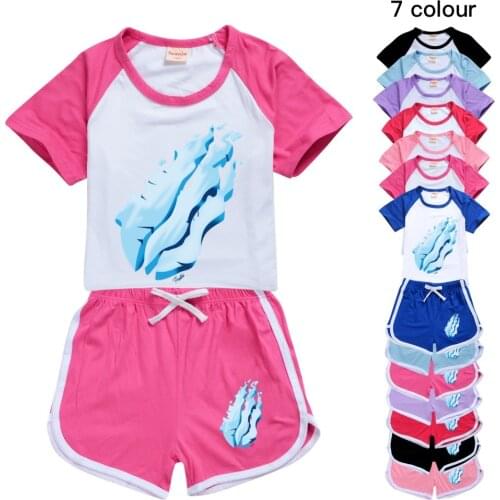 Anime Boy Clothes Summer 100-170CM PRESTONPLAYZ Cotton Short Sleeve T Shirt+Shorts Cosplay Costume Girls Tops Pants Sets