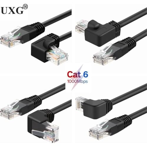 RJ45 cable 26AWG CAT6 UTP Side Angled L Shape RJ45 Patch Cord Shape Ethernet Cable CAT5 Lan Cable Gigabit CAT6 Elbow 1m 1.8m 3m