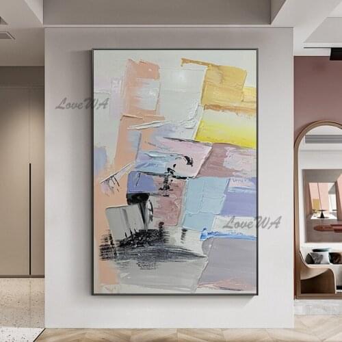 Beautiful Modern Color Mosaic Abstract Oil Painting Large Home Decoration Wall Canvas New Arrival Cartoon Picture No Framed