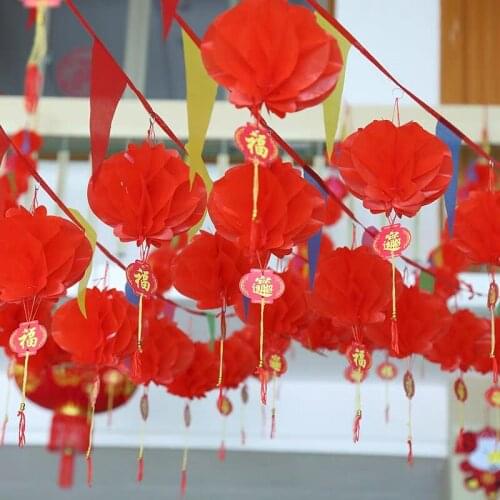 20 Pieces Chinese New Year Red Paper Lanterns Thickened Encryption Chinese Hang Lantern Decorations (6 Inch)