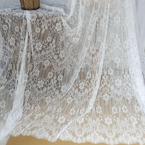 GLace 3M/Lot 1.5M wide black white eyelash lace fabric clothing lace material cheongsam dress accessories TX656