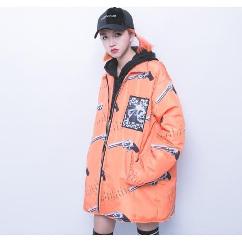 Jasmine summer street letter pistol printing oversize wear cotton padded winter both men and women
