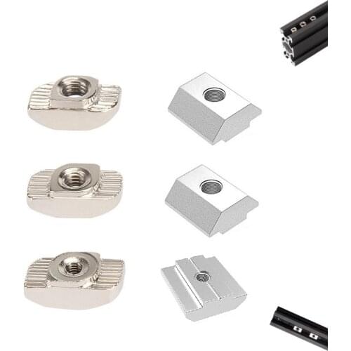 MEGA 100pcs 50pcs Block Square T Nuts Sliding Slot Hammer Boat Nuts M3 M4 M5 M6 Fastener For T-Track 2020 3030 Aluminum Profiles