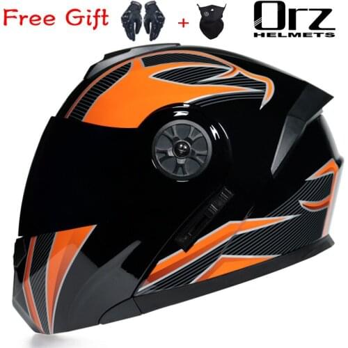 2021 New DOT Appoved Abs Full Face Motocross Motorcycle Racing Helmet High Quality Double Lens Flip Up Helmet Unisex Free Gift
