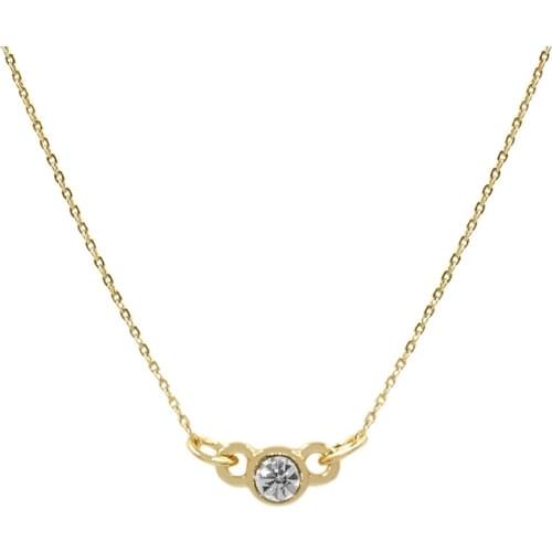 Super Cute Gold Color Plating Small Clear Stone Pendant Necklace For Women Girl Tiny Lovely Delicate Jewelry Accessory