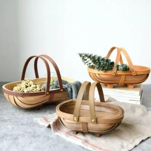New Wooden Garden Fruit Vegetables Basket TRUGS: SUSSEX TRUG Home Garden Decor Basket Holder