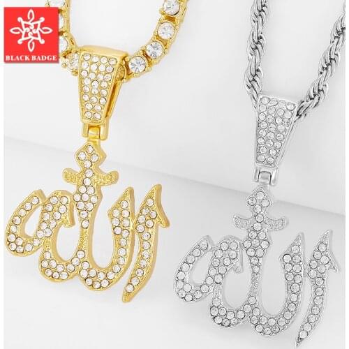 2021 new Aladdin magic lamp tennis necklace golden Muslim geometric pendant Cuban chain exquisite surprise gift for boyfriend