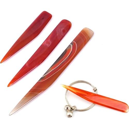 New Hot Sale Natural Agate Burnisher Polishing Knife Edge Craft Hand Jewelry Making Tools