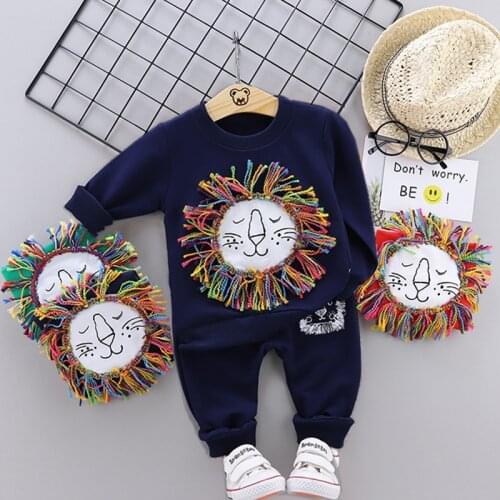 Boy autumn Outfits Newborn Kids Clothes girls suit Baby Boys Costume Cartoon lion infantil Tracksuit Tops Pants 2PCS Children