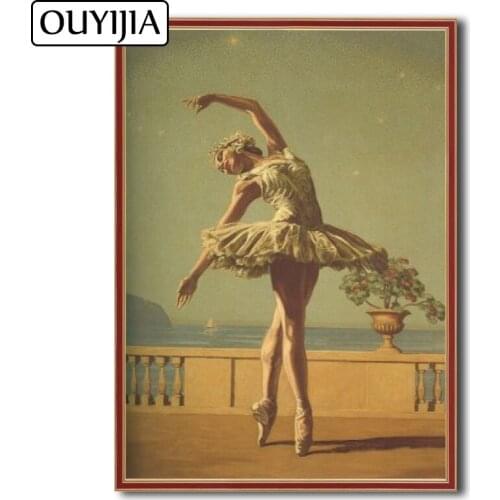 OUYIJIA 5D DIY Dancer Retro Ballet Beauty Tango Diamond Painting Girl Oil Mosaic Embroidery Rhinestone Cross Stitch Decoration