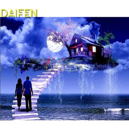 Full Square Diamond embroidery sky cabin Full Round Diamond painting Cross stitch moon waterfull DIY 3D Diamond mosaic sky cabin