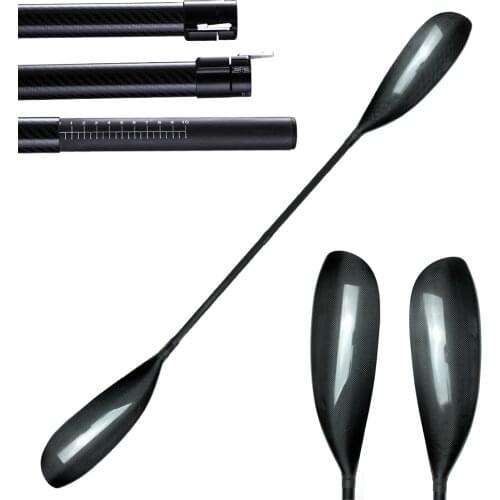 Performance Lightweight 2 Piece Carbon Fiber Kayak Paddle With Wing Blade Oval Shaft 10cm Adjuster