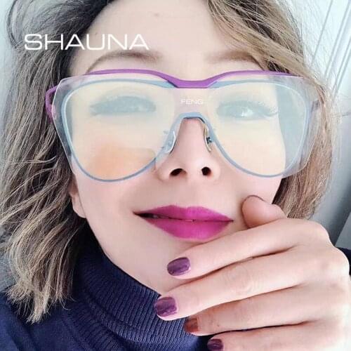 SHAUNA Anti Blue Light Oversize Women Double Lens Glasses Frames Fashion Men Contrast Color Computer Glasses