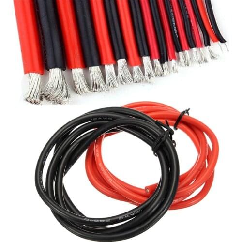 1/5 Meters DIY 8/10/12/14/16/18/20 AWG Soft Silicone Wire Red Black 10M Heat-resistant Cable Copper Wiring Connection