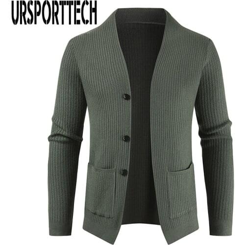 Spring Autumn Cardigan Sweater Men Thick Slim Fit Sweater Coat Jumpers Knitwear High Quality Korean Style Casual Mens Sweaters