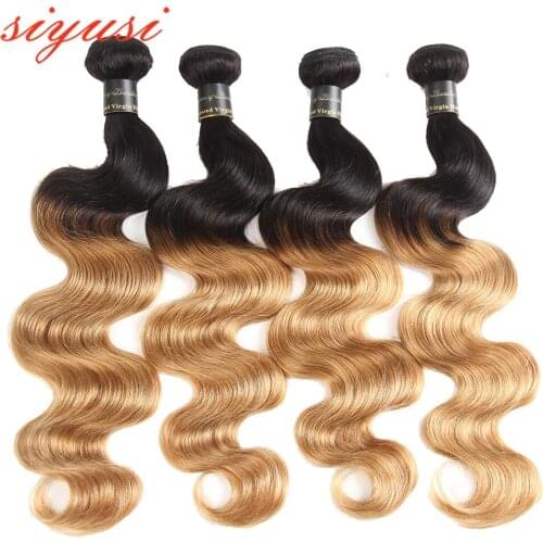 1B/27 Ombre Human Hair Bundles Remy Body Wave Indian Hair Weave 3/4 Bundles Deals Colored Two Tone Ombre Hair Extensions